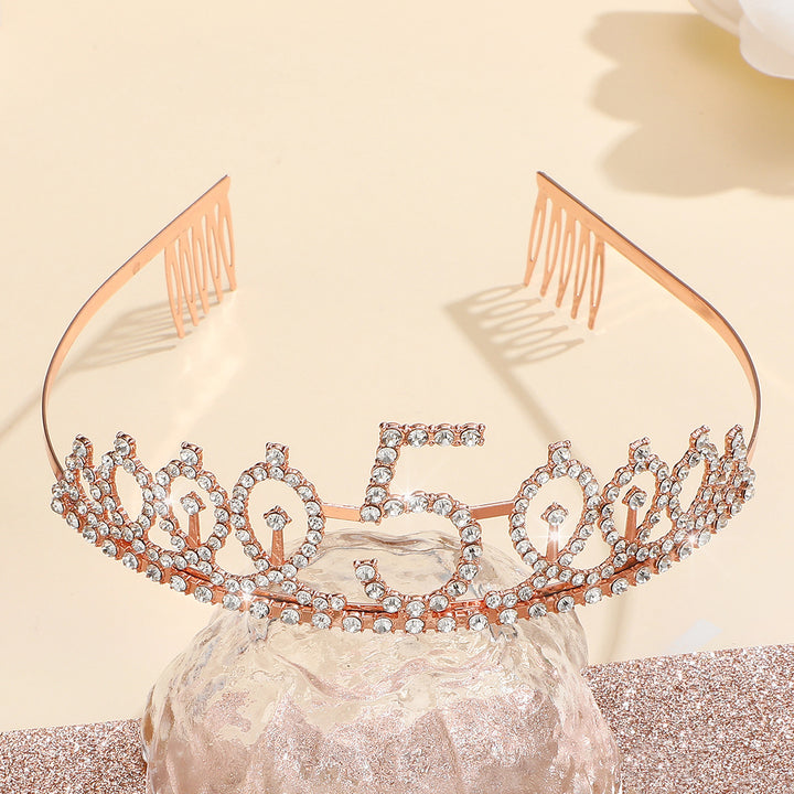 Damen Glitzernde Tiaras mit festlichem Geburtstagsbanner Karnz