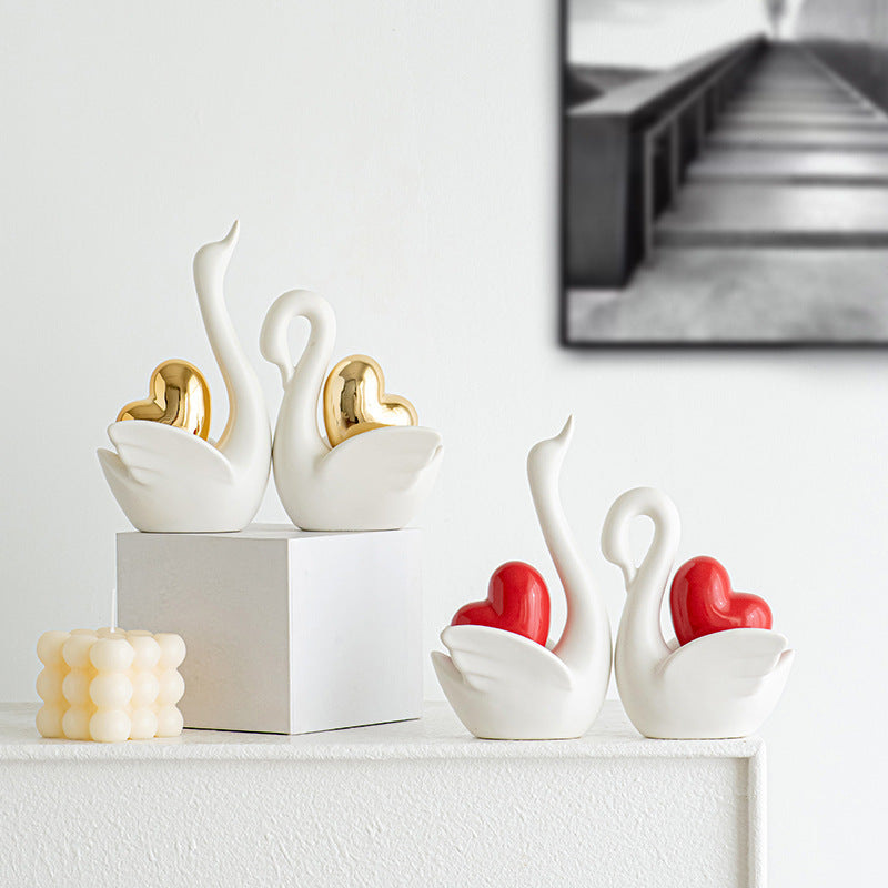 Elegante und romantische Schwäne Dekorationsfigur Karnz