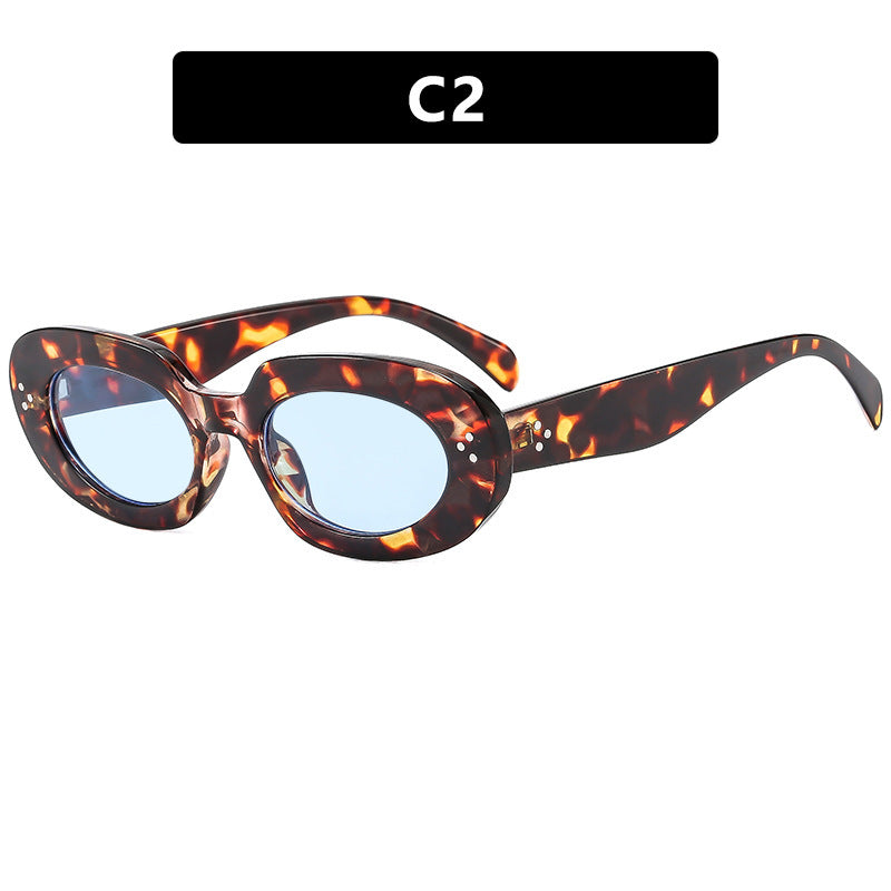 Damen modische Sonnenbrille mit einzigartigem ovalen Rahmen und schützenden Gläsern Karnz