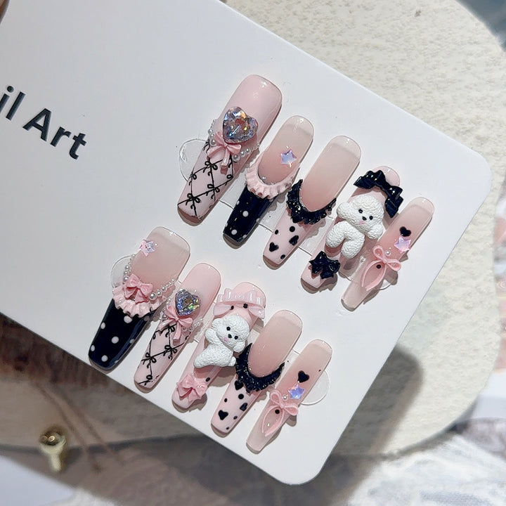 Verspieltes 3D-Charakter-inspiriertes Press-On-Nagelkunst-Set