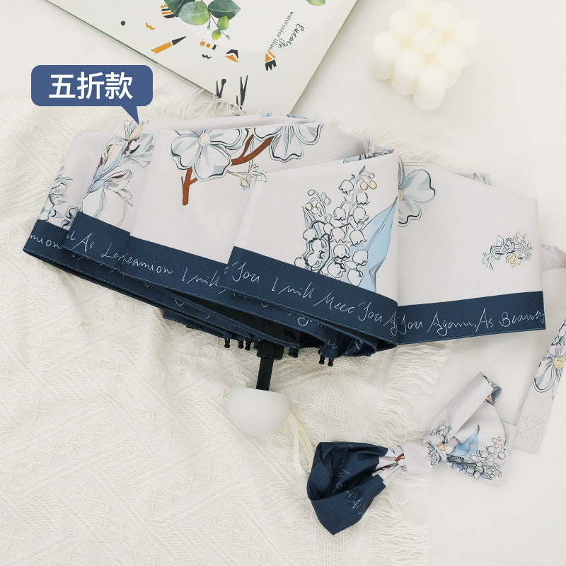 Damen Faltbarer Regenschirm mit elegantem Blumenmuster Karnz