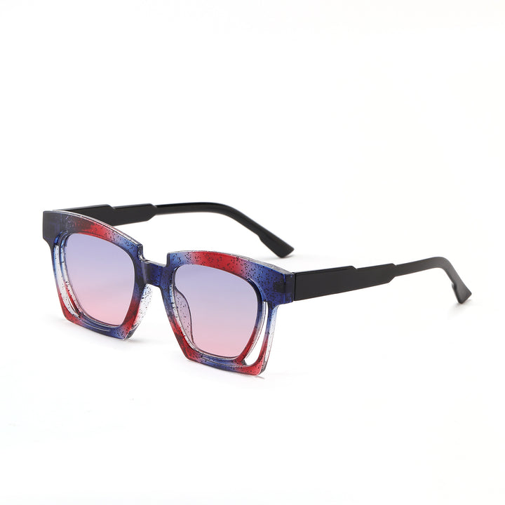 Damen trendige geometrische Sonnenbrille mit stilvollem, quadratischem Rahmen Karnz