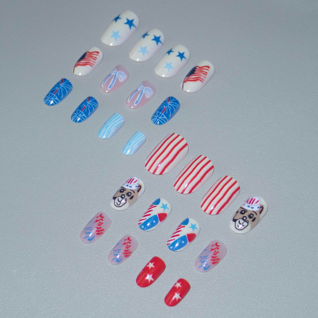 Kreatives Unabhängigkeitstag-Nagelkunst-Set
