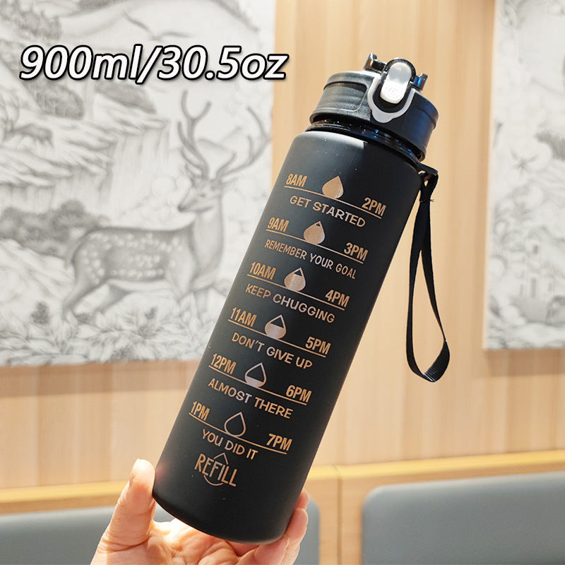 Damen Motivierende Wasserflasche mit integrierten Zeitmarkierungen Karnz