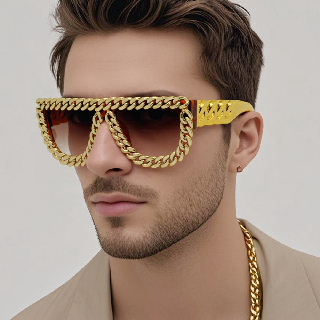 Damen Sonnenbrille mit auffälligem Kettenrahmen Karnz