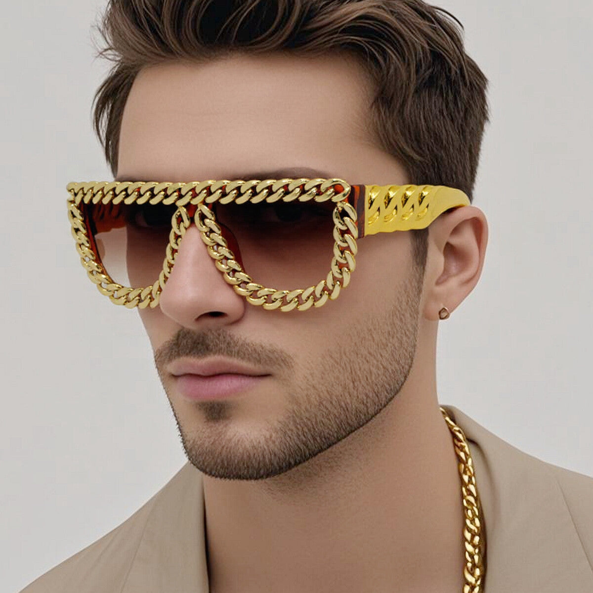 Damen Sonnenbrille mit auffälligem Kettenrahmen Karnz