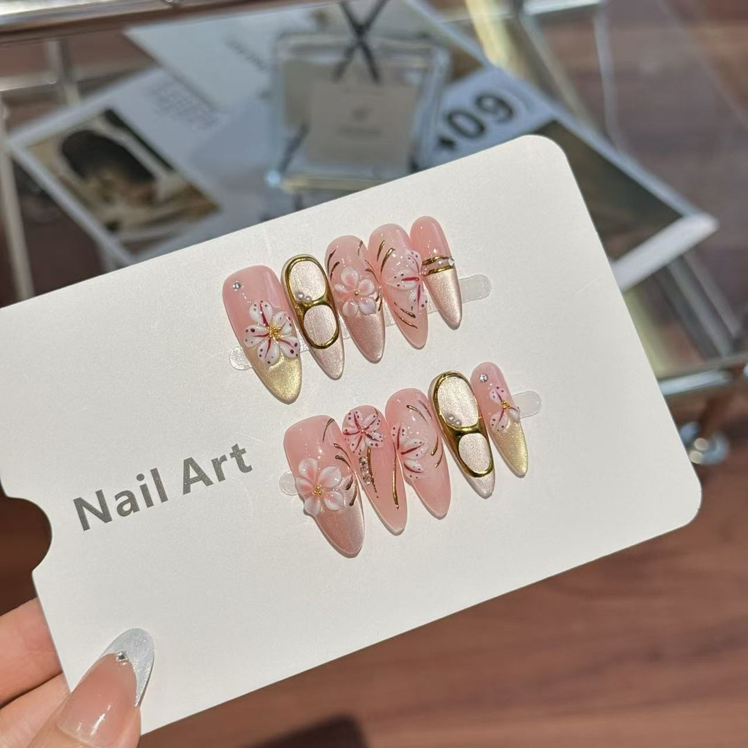 Dekorativer floraler Press-on-Nagelset