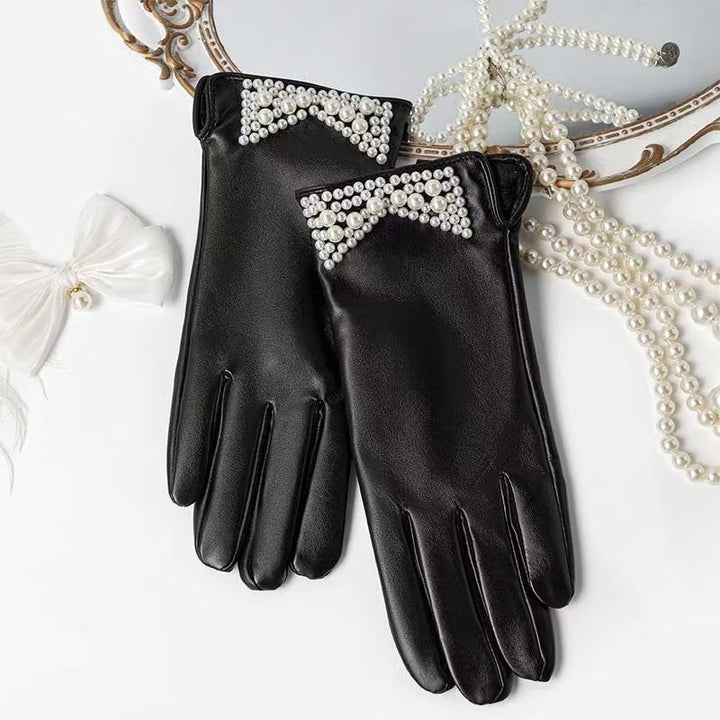 Elegante Lederhandschuhe mit Kettendetails Karnz