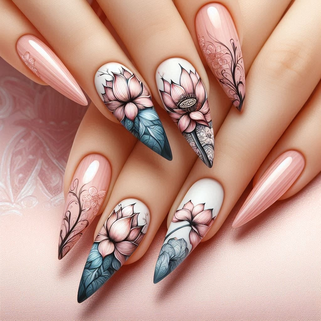 Kunstnägel im floralen Design Karnz
