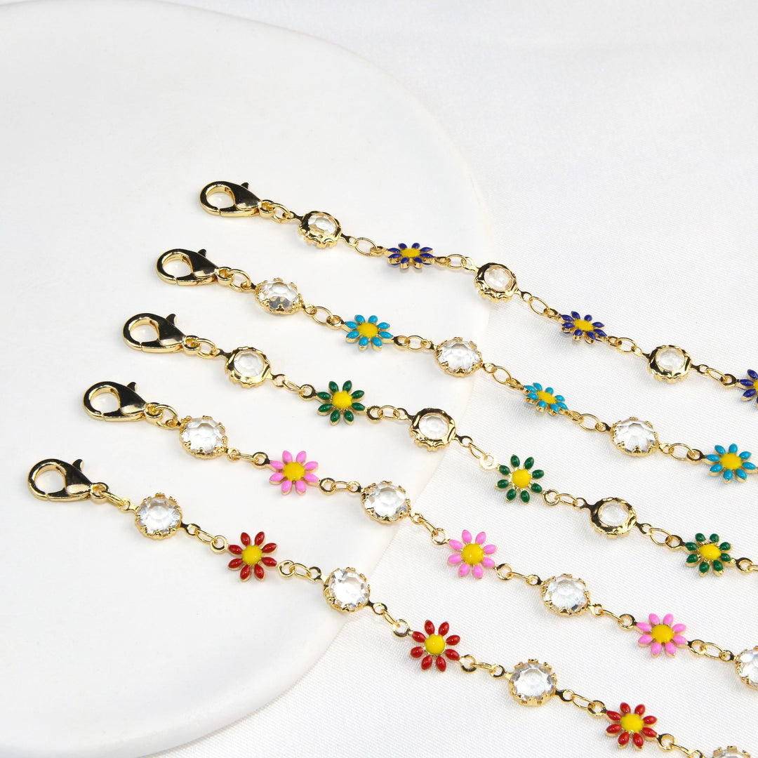 Blumen Kristall Charm Armband Karnz