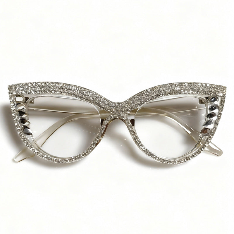 Rhinestone-beschmückte Cat-Eye-Brillen Karnz