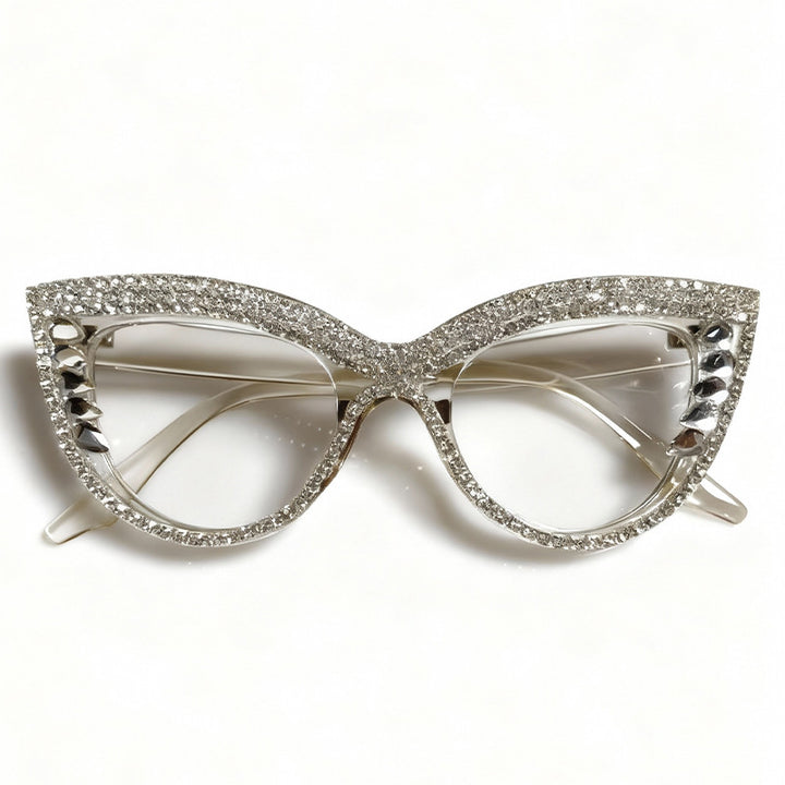 Rhinestone-beschmückte Cat-Eye-Brillen Karnz