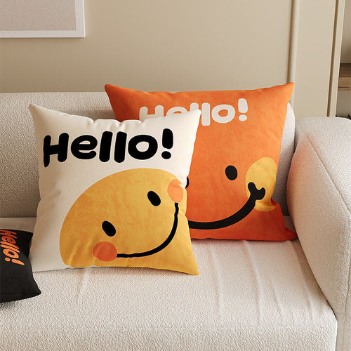 Square Plush Decorative Cushion Pillow with Illustrated House 'Room' Motif