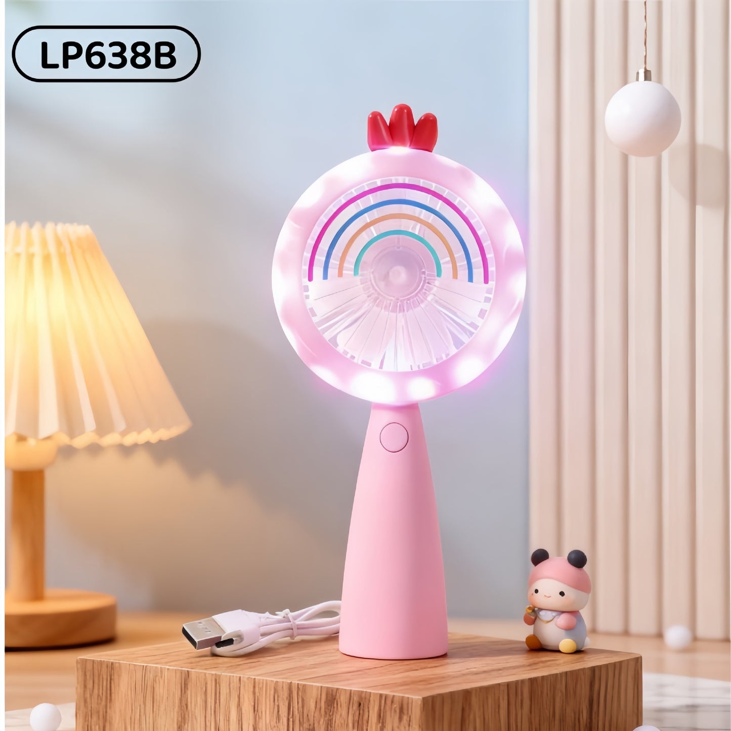 Damen Tragbarer USB Handventilator mit LED-Beleuchtung Karnz