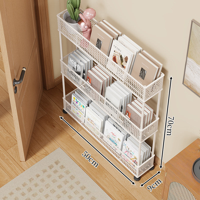 Schlanker vierstufiger Metallgitter schmaler Bücherregal-Organizer