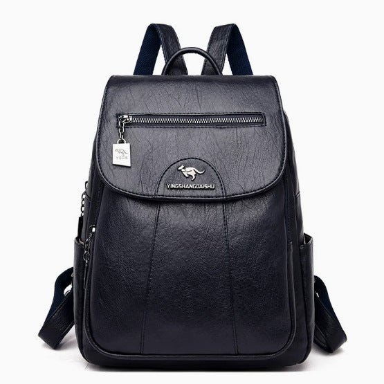 Stylischer Mehrfach-Taschen Leder-Rucksack Karnz