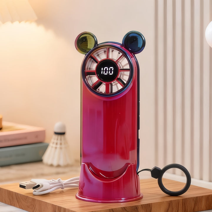 Damen Tragbarer Handventilator mit LED-Anzeige und flexiblem Design Karnz