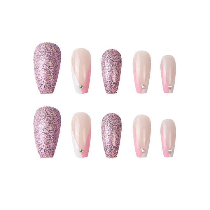 Dekorative glitzernde Press-On Nagelkunst Karnz
