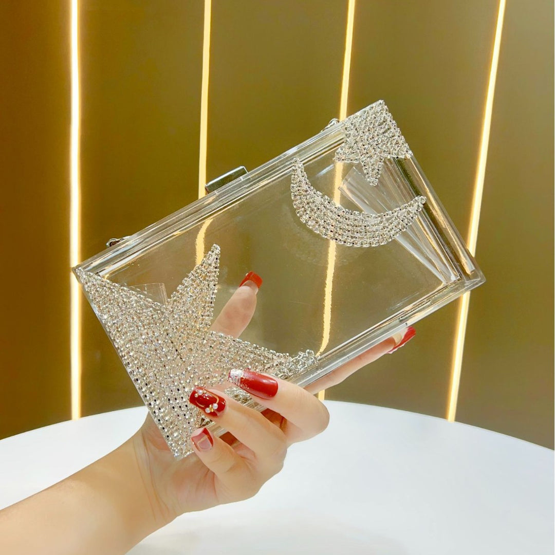 Glamouröse Clutch mit klaren Rhinestone-Details
