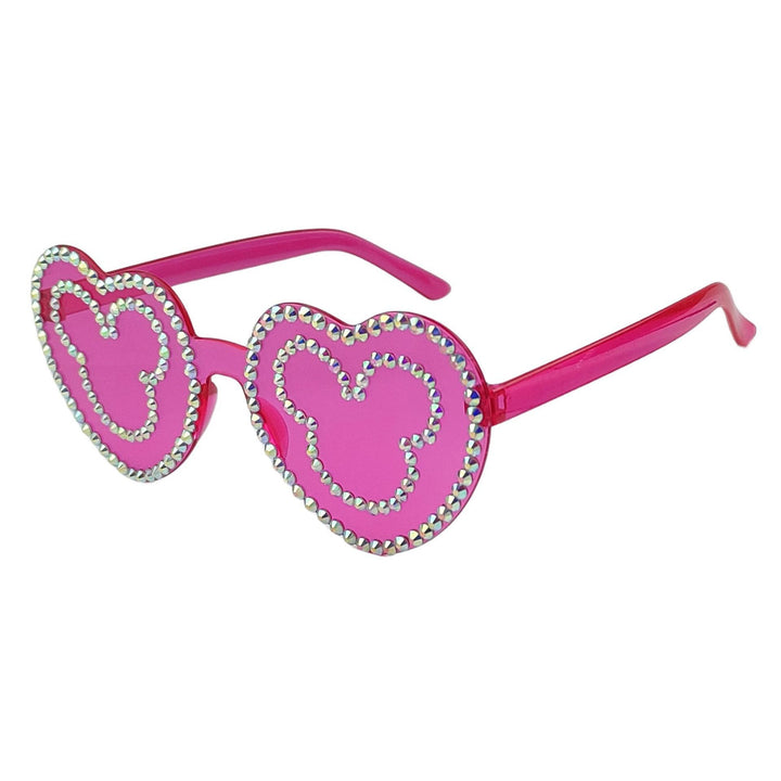 Damen Herzförmige Sonnenbrille mit funkelndem Strassmuster Karnz
