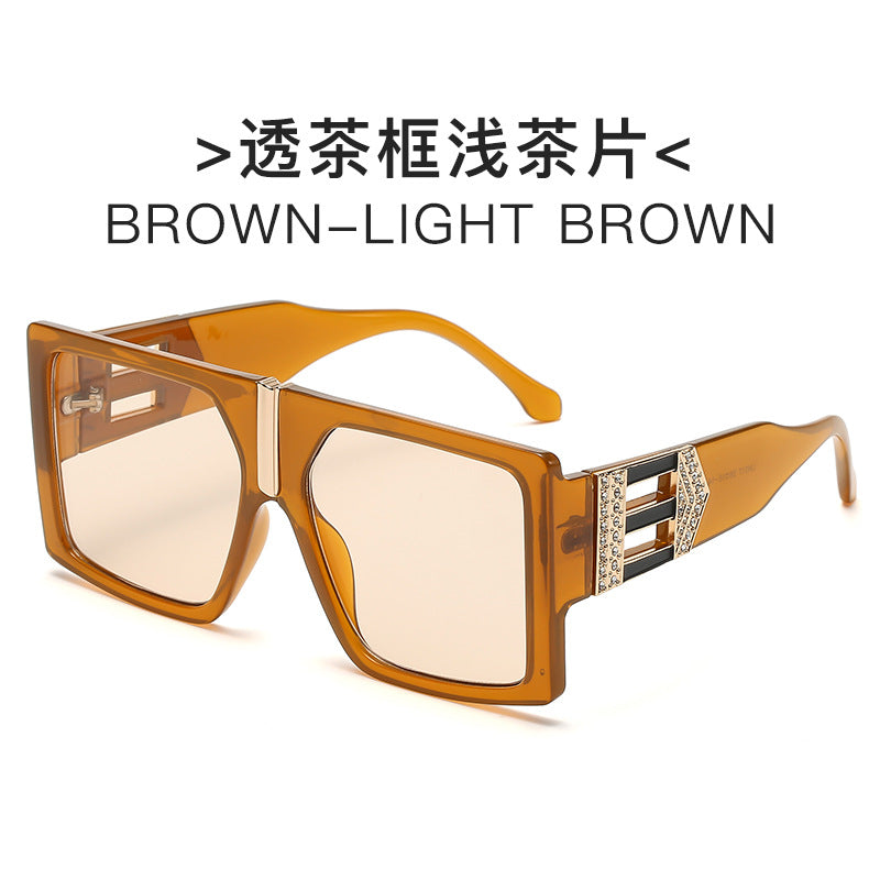 Damen elegante rechteckige Sonnenbrille mit glamourösen Verzierungen Karnz