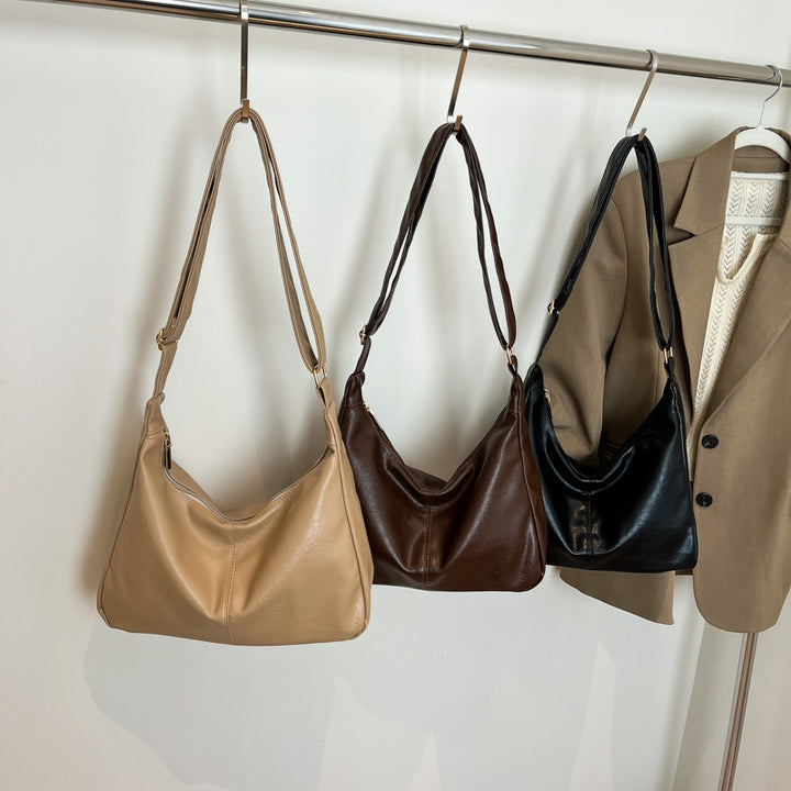 Vielseitige strukturierte Leder Schultertasche