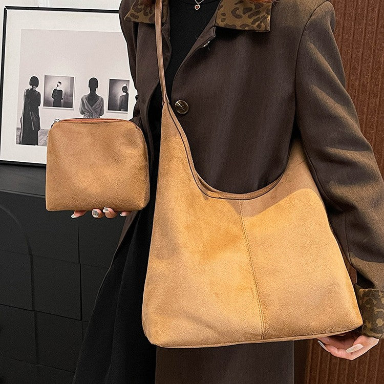 Weiches Wildleder Hobo Schultertasche Karnz