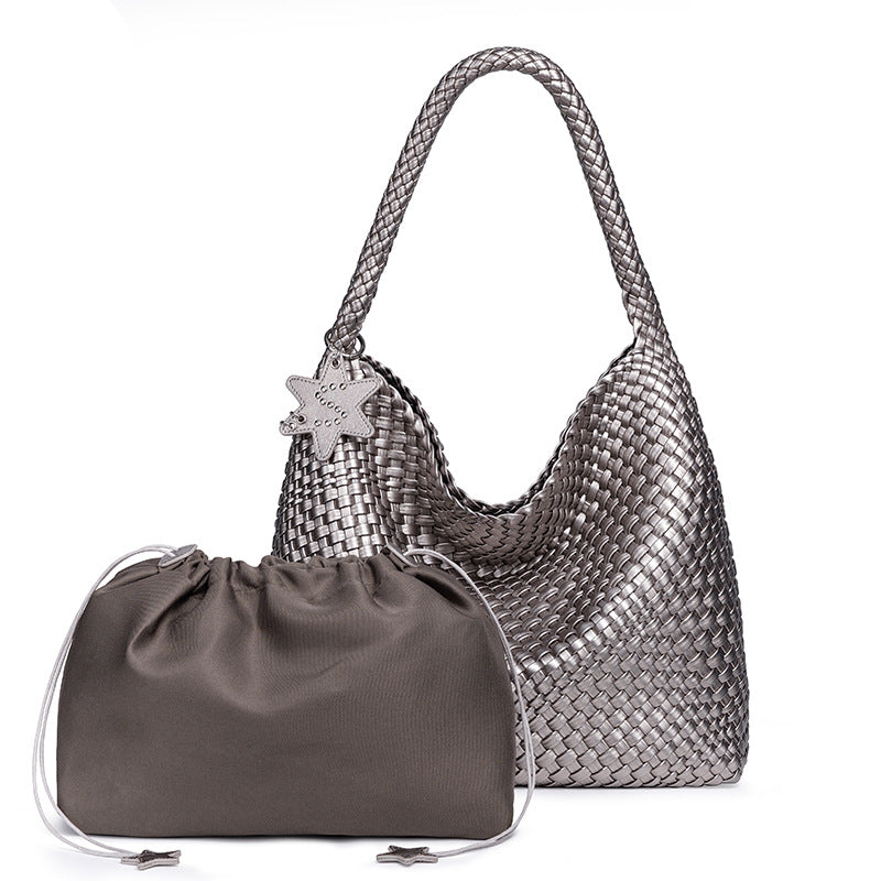 Geflochtene vegane Leder Hobo-Handtasche Karnz