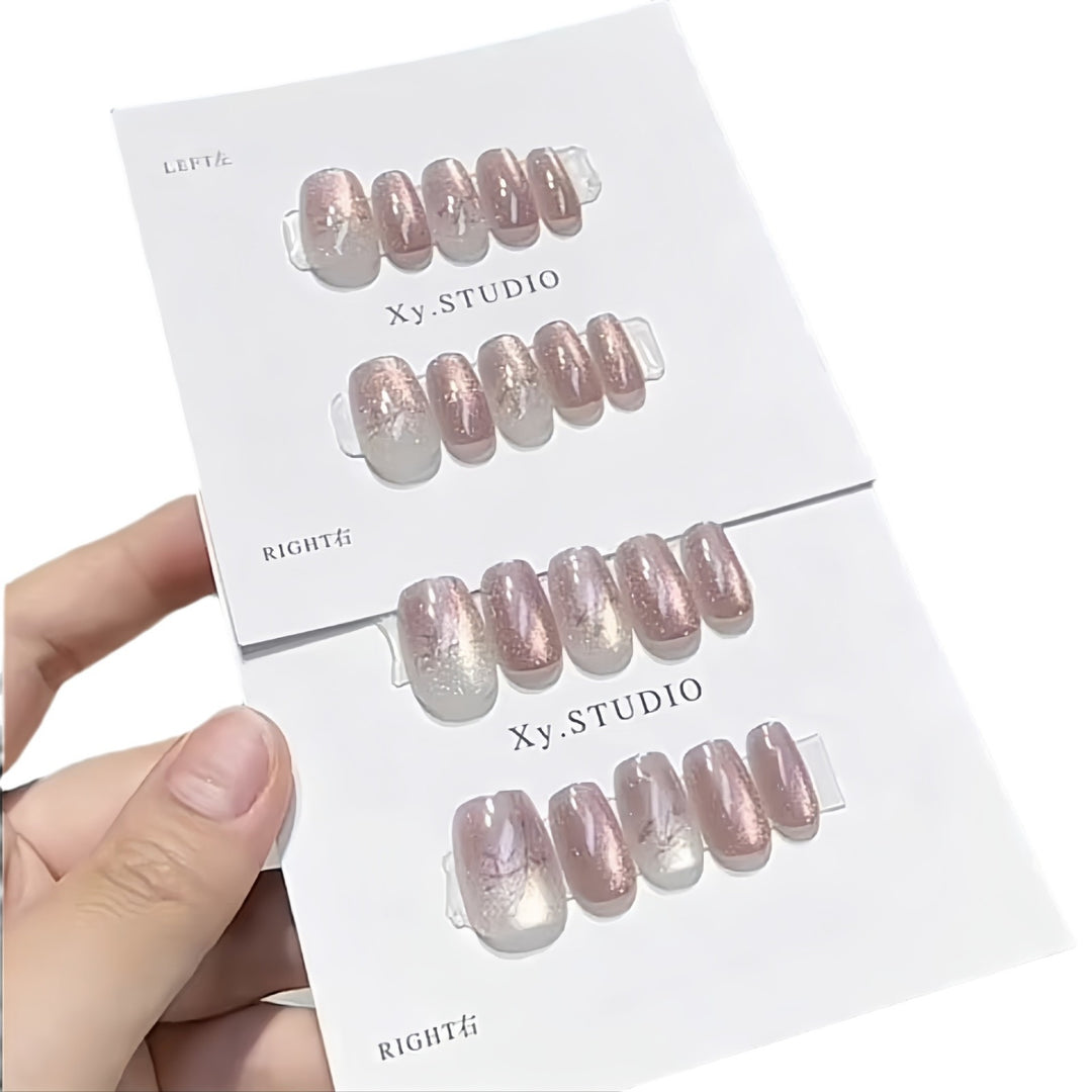 Glänzendes Ombre Press-On Nagelset Karnz