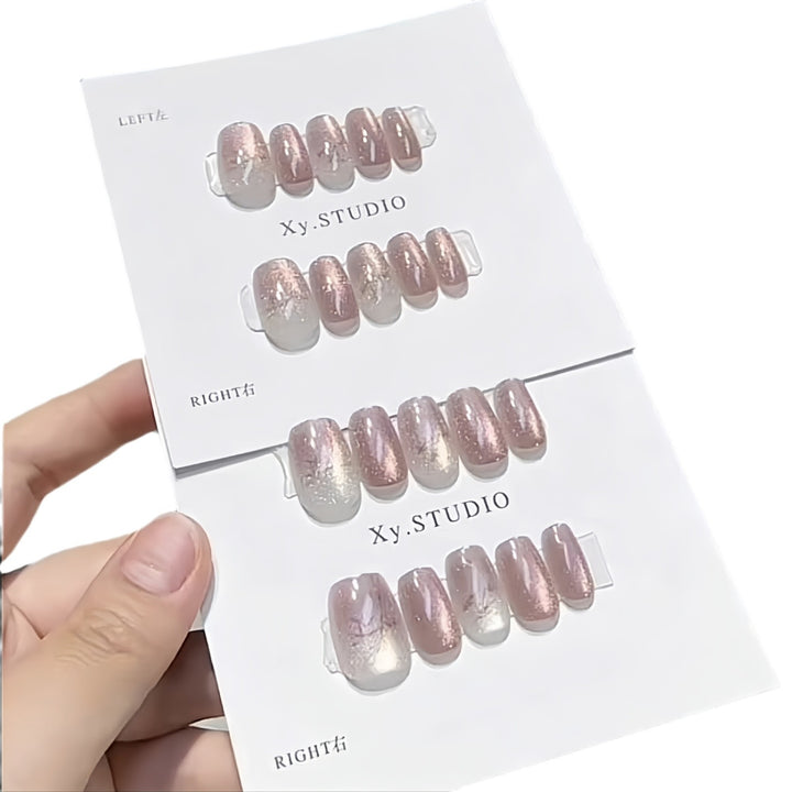 Glänzendes Ombre Press-On Nagelset Karnz