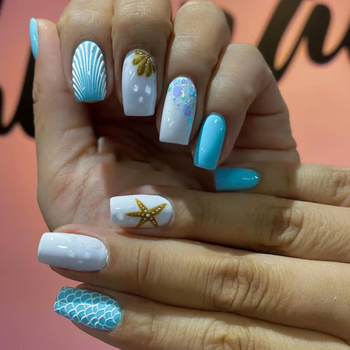 Nautisch inspiriertes Press-On Nagelset Karnz