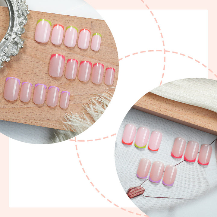 Vibrante Neon French Tip Press-On Nägel Karnz