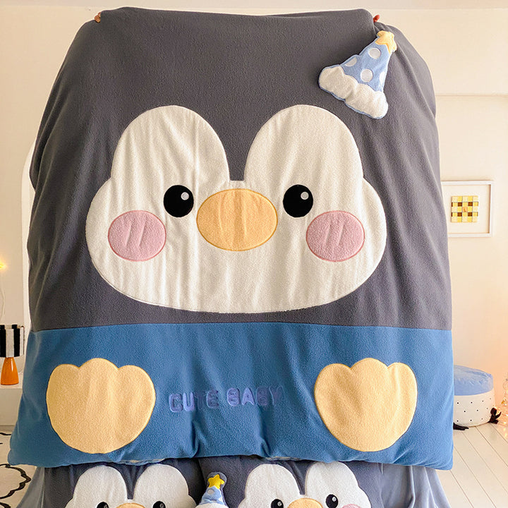 Kuschelige Baby‑Fleecedecke mit Pinguinapplikation und Spieldecken‑Design