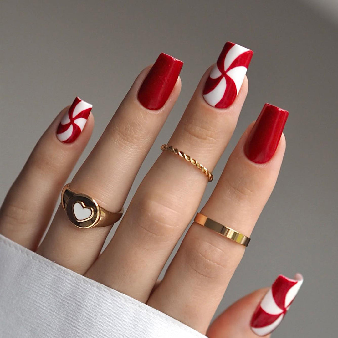 Festliche Candy Stripe Nagel Kunst Extensions