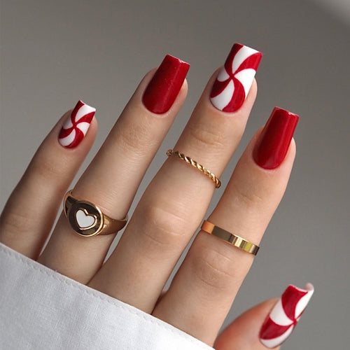 Festliche Candy Stripe Nagel Kunst Extensions