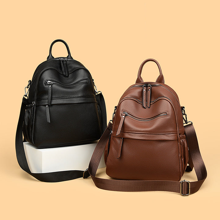 Multi-Funktionaler Texturierter Leder-Rucksack Karnz