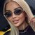 Damen moderne geometrische Sonnenbrille mit hochwertigem Metallrahmen Karnz