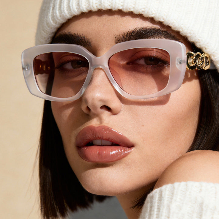 Damen elegante quadratische Sonnenbrille mit goldverziertem Rahmen Karnz