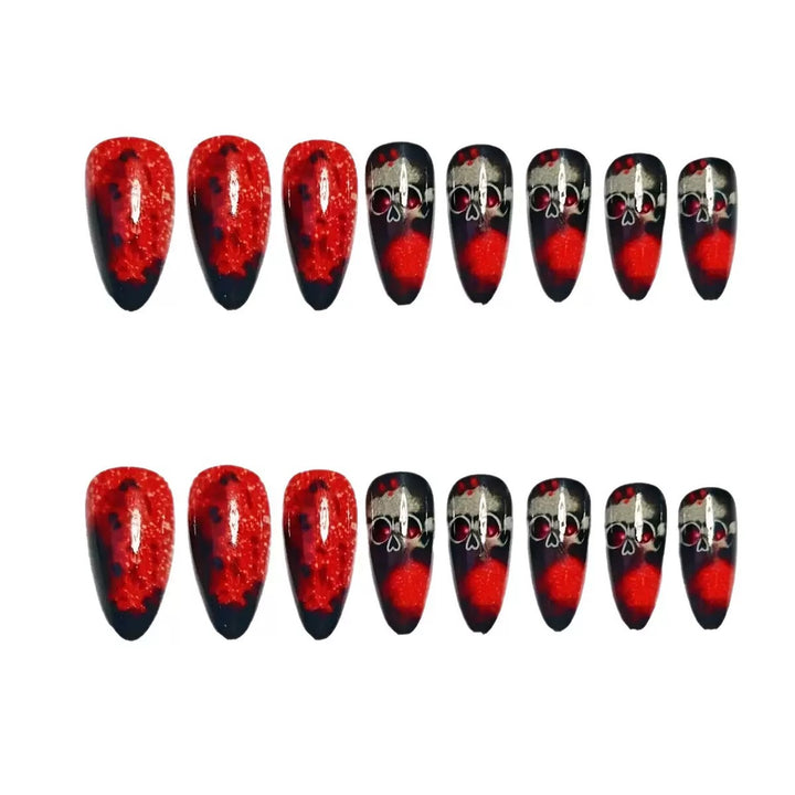 Kunstnagelset mit schaurigem Totenkopf-Design Karnz