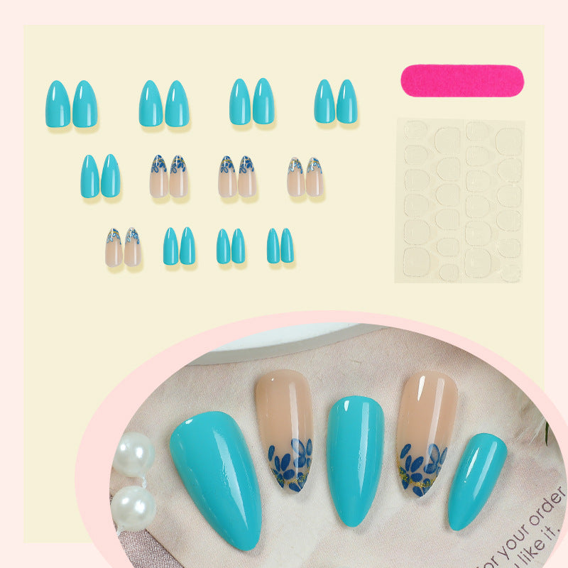 Künstlerisches Press-On-Nagelset mit floralen und Blattdesigns Karnz