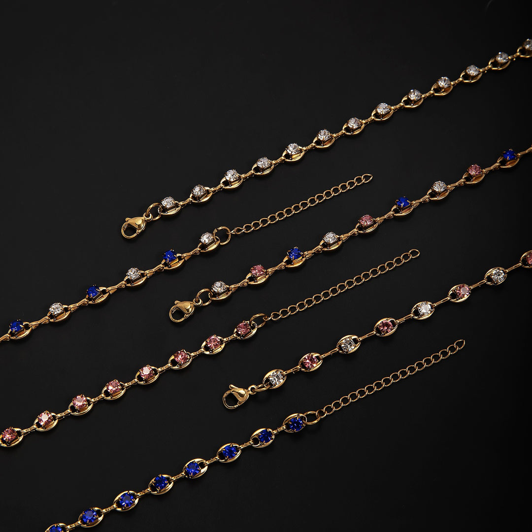 Eleganter Edelstein Akzent Link Armband Karnz