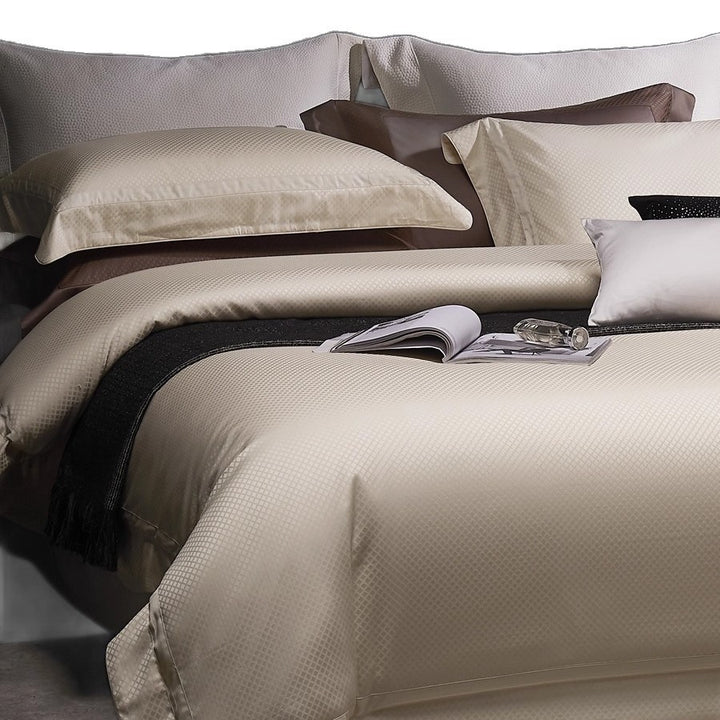 Mikro-Jacquard Satin-Feel Bettbezug und Umschlagkissenbezug Set