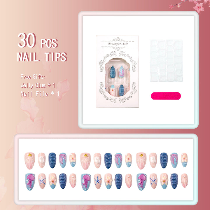 Künstlerisches Muschel-Themen Press-On Nagelset