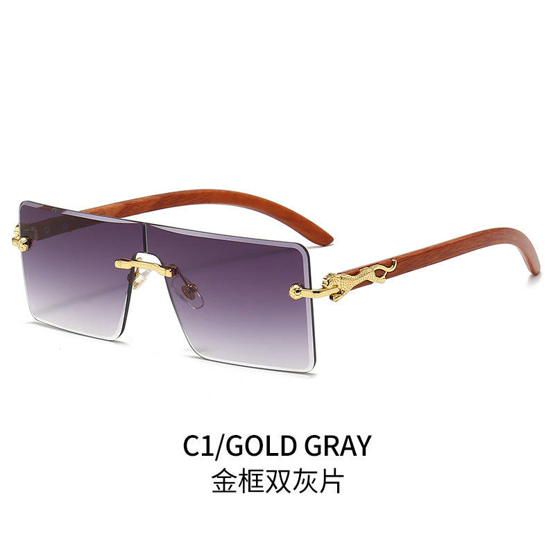 Damen oversized modische Sonnenbrille mit luxuriösen Holz- und Metallelementen Karnz