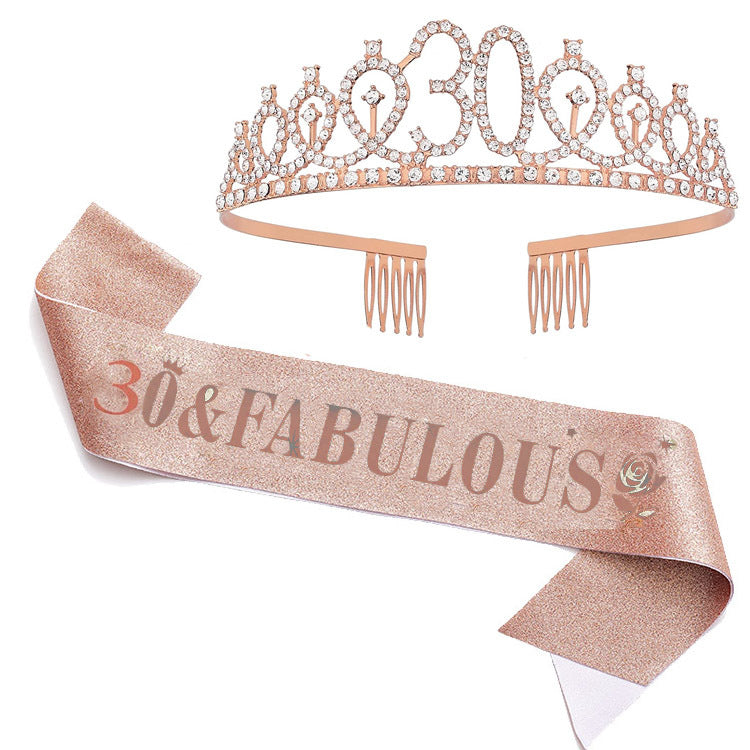 Damen Glitzernde Geburtstagstiaraset mit Sash Karnz