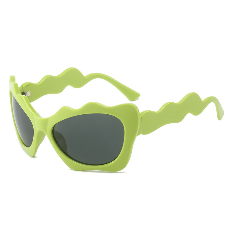 Damen extravagante Sonnenbrille mit wellenförmigem Rahmendesign Karnz