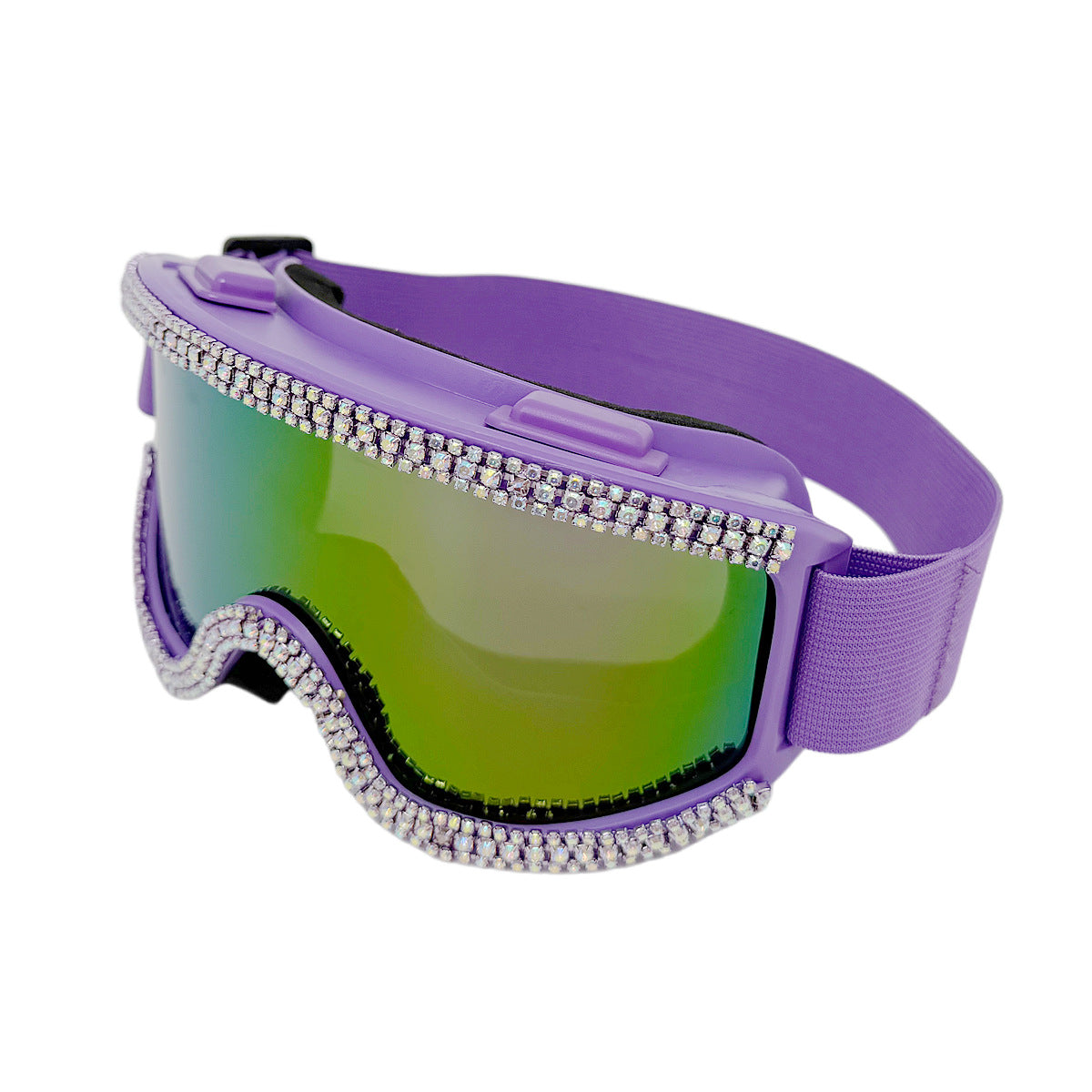 Damen Glamouröse Skibrille mit funkelndem Kristallbesatz Karnz