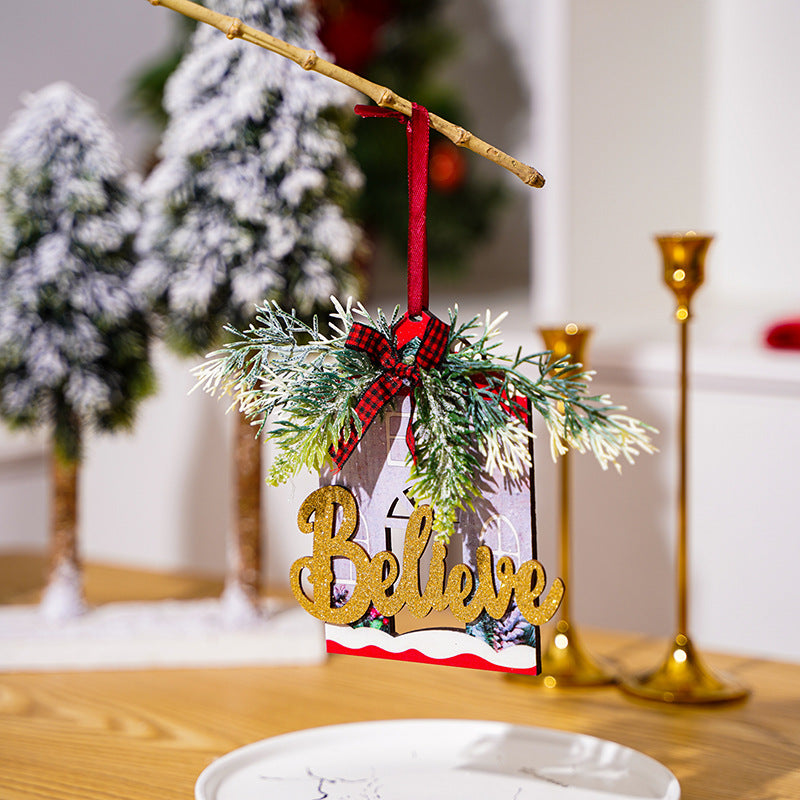 Dekoratives Holzschild mit Weihnachtsbotschaft Karnz