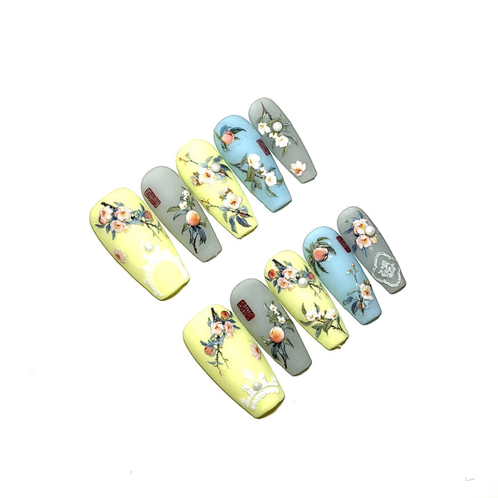Blumenmuster Press-On Nageldesign Set  1791774492