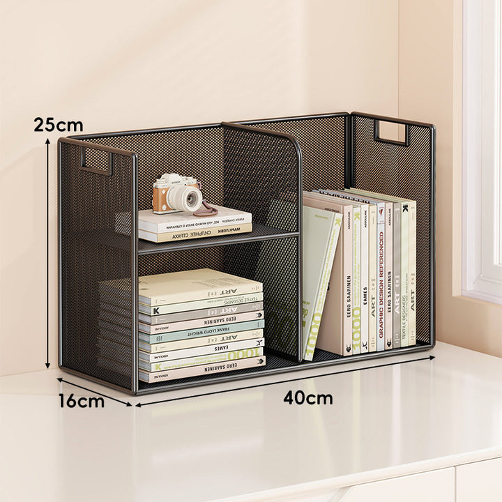 Mesh Stufiger Desktop-Organizer-Regal mit Griffausschnitten